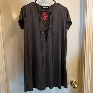 Olive Green Faux Suede Dress